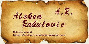 Aleksa Rakulović vizit kartica